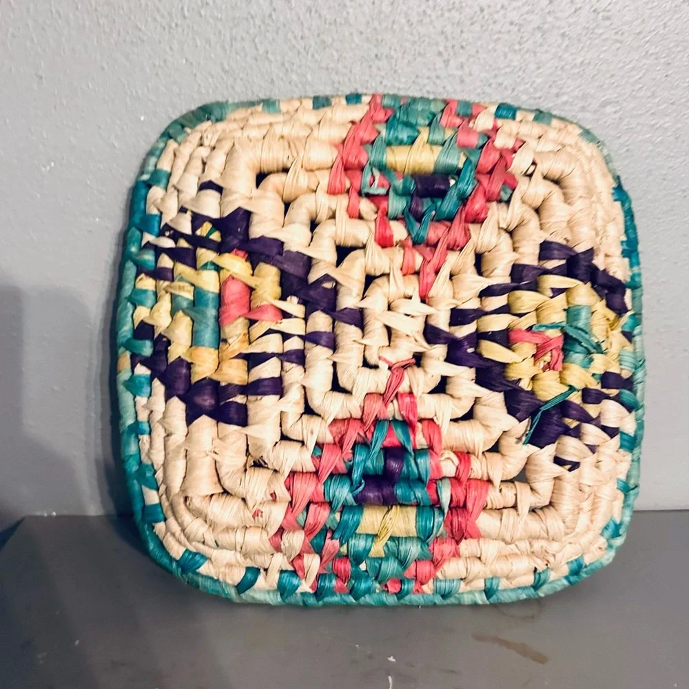 Woven Trinket Basket Decorative Wall‎ Hanging Boho Decor Colorful